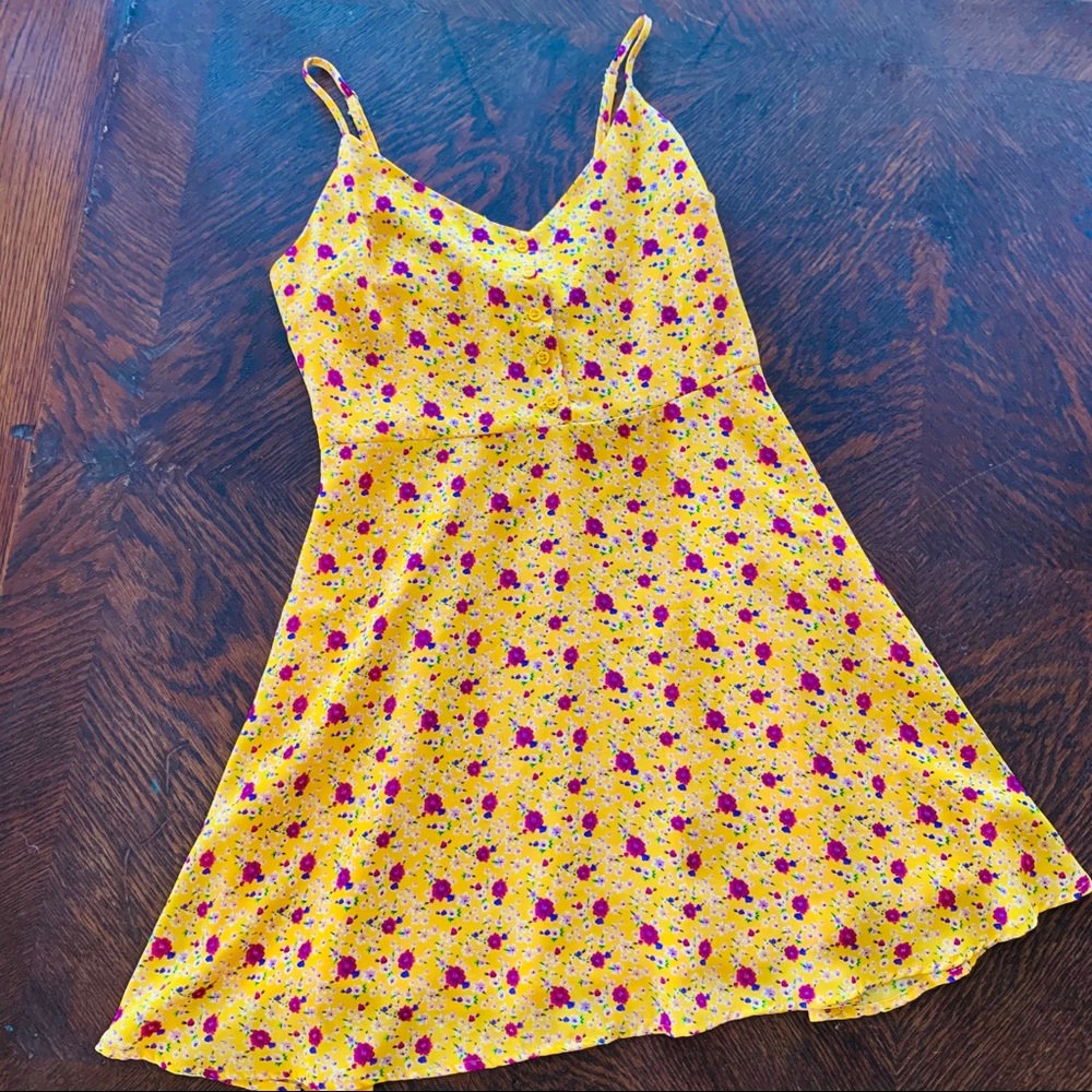 Yellow floral print sundress